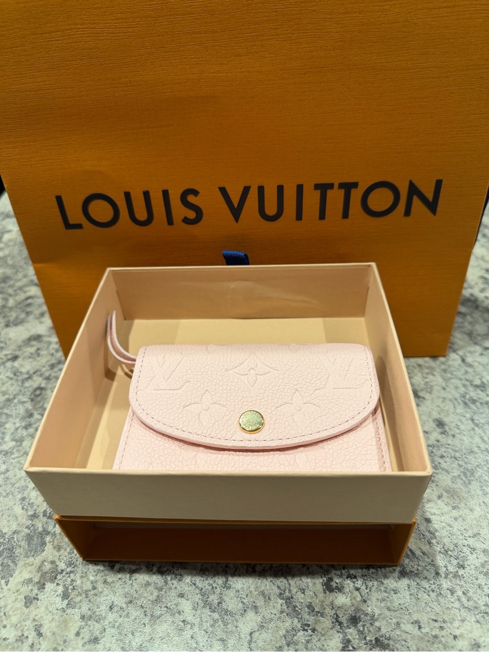 Louis Vuitton Light Pink Embossed Monogram Compact Wallet